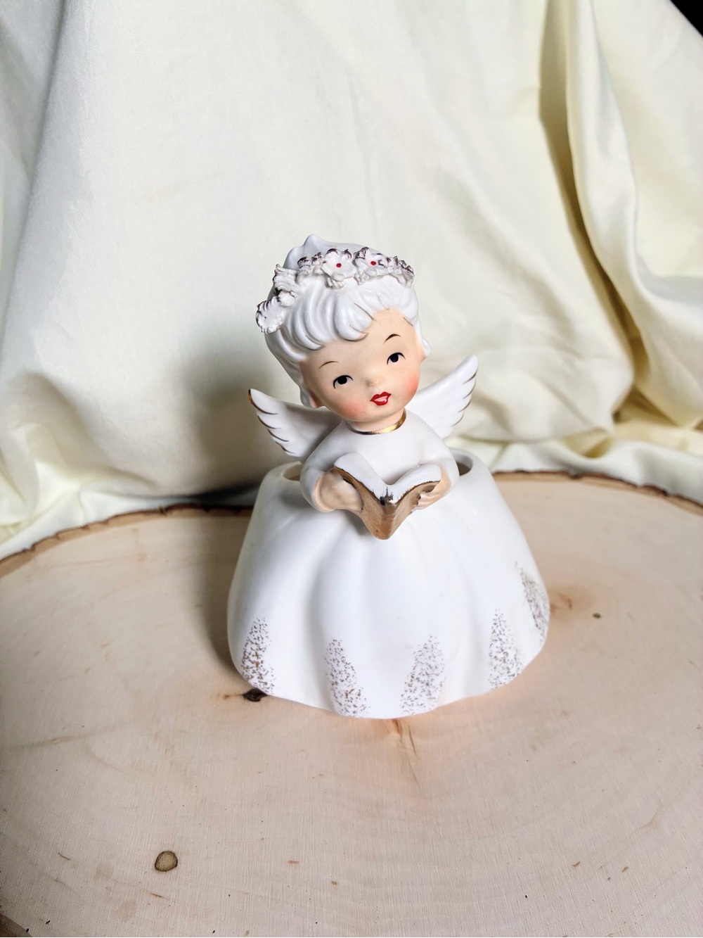 White Ceramic Angel Figurine Holiday Table Decor